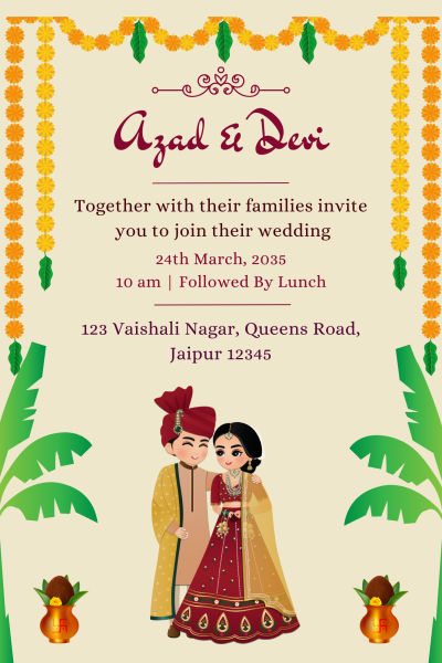 Colorful Indian Wedding Invitation Card